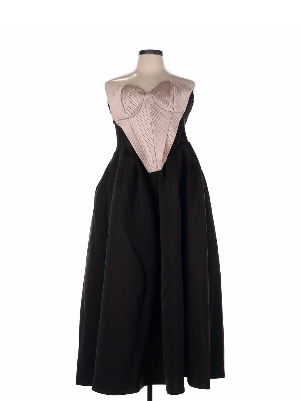 ASOS Strapless Black Gown with Pale Pink Sculpted Bustier